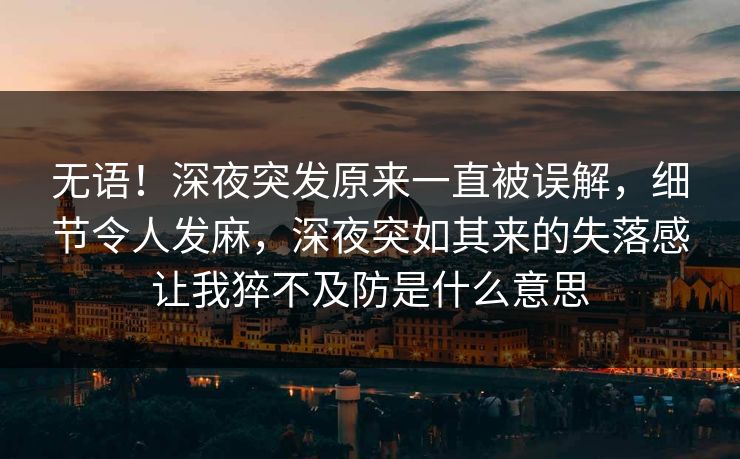 无语！深夜突发原来一直被误解，细节令人发麻，深夜突如其来的失落感让我猝不及防是什么意思