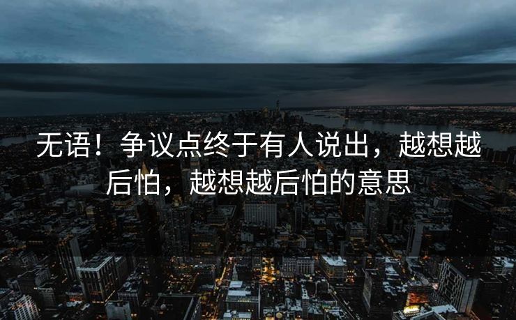 无语！争议点终于有人说出，越想越后怕，越想越后怕的意思