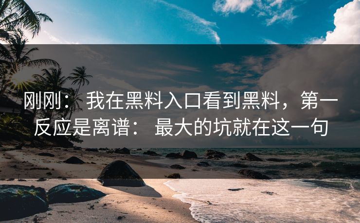 刚刚： 我在黑料入口看到黑料，第一反应是离谱： 最大的坑就在这一句