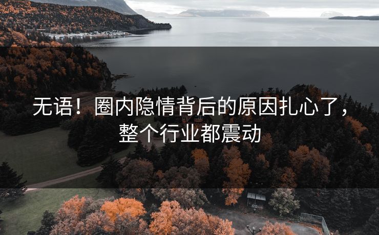 无语！圈内隐情背后的原因扎心了，整个行业都震动