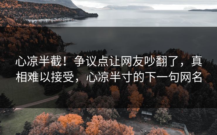 心凉半截！争议点让网友吵翻了，真相难以接受，心凉半寸的下一句网名